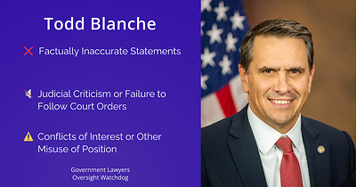 GLOW Condemns the Confirmation of Todd Blanche; The Senate Hands the Department of Justice to the Lawyer a Federal Court Found Abandoned Its Defense