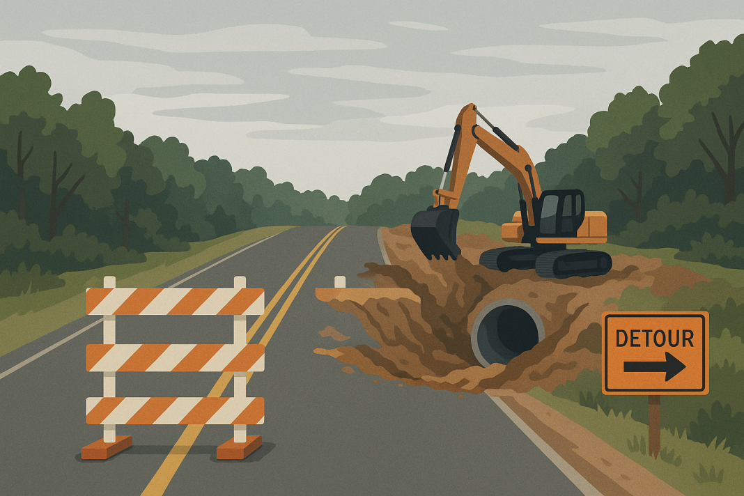 Route 612 in Southampton County to Close for Culvert Work